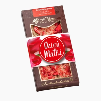 Czekolada biała 25,9% z truskawkami i wanilią na Dzień Matki 80g